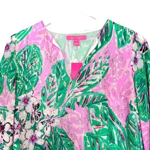 Lilly Pulitzer Aaron Silk Top Magnolia Lilac Leidees Night Size XS NEW - Picture 7 of 14
